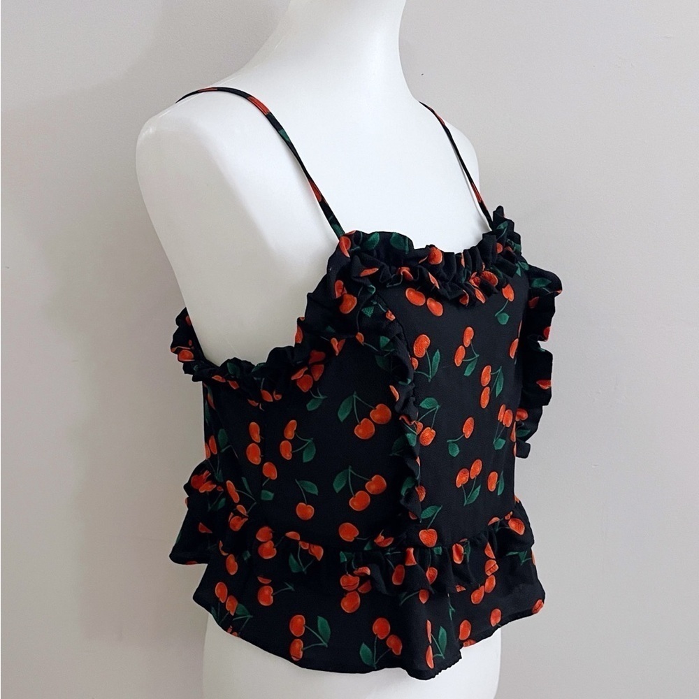 Romeo & Juliet couture cherry print ruffle to crop blouse  cherrycoded girly